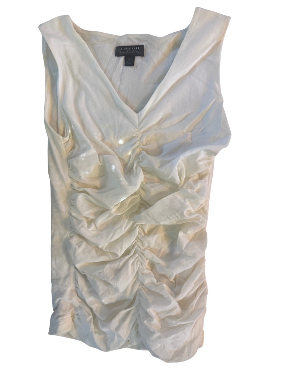 Classiques Entier Cream Ruched V-Neck Sleeveless Tank